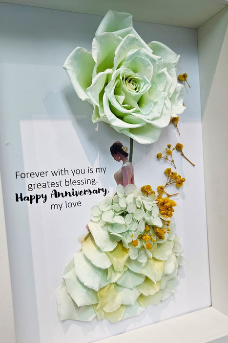 Petal Portrait - Floral Artwork - Preserved Rose - Baby's Breath - Hydrangea - Free Same Day Delivery - Well Live Florist