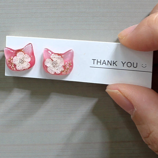 Pink Cat-Shaped Eternal Petal Earrings - Add on to your flower bouquet - Well Live Florist Singapore