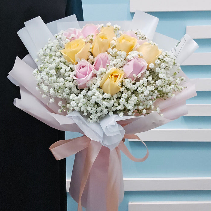 Pink Champagne Affair - Rose Hand Bouquet - Flower Bouquet - Flower Delivery Singapore - Well Live Florist