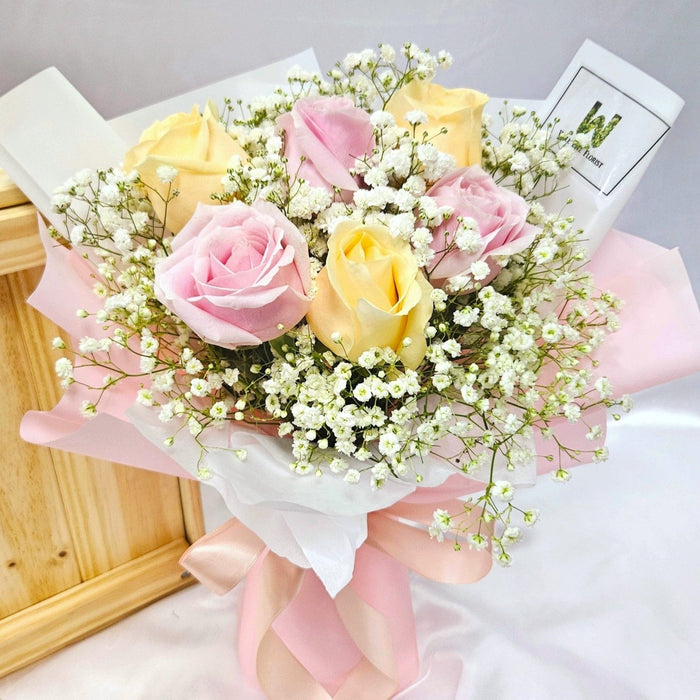 Pink Champagne Affair - Rose Hand Bouquet - Flower Bouquet - Flower Delivery Singapore - Well Live Florist