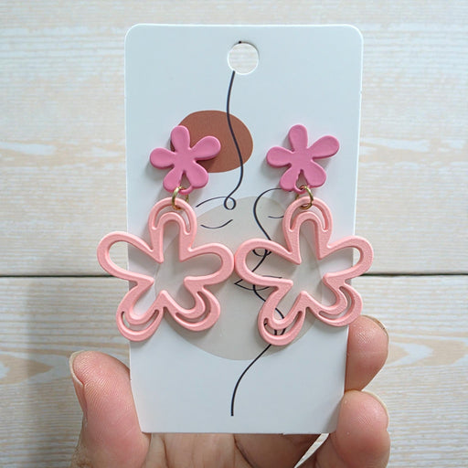 Pink Hollow-Out Floral Earrings - Add on to your flower bouquet - Well Live Florist Singapore