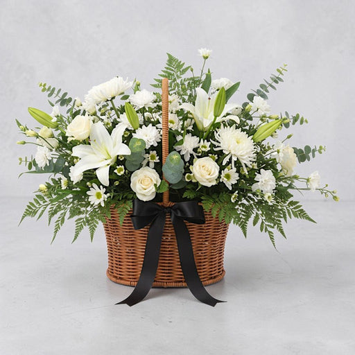 Pure Heart - Condolences Flower Basket - Sympathy Flower Arrangement - Flower Delivery Singapore - Well Live Florist