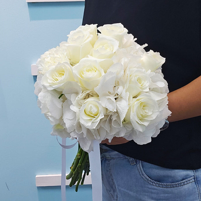 Pure Ivory Dream - wedding - Bridal Bouquet - Eustoma - Roses - Hydrangea - Well Live Florist