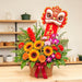 Roaring Fortune Basket – lion dance grand opening flower basket with sunflowers, orange gerberas and baby pink carnations