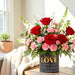 Rose Carnation Harmony - Fresh Flower Arrangement in Box - Flower Delivery Singapore - Well Live Florist