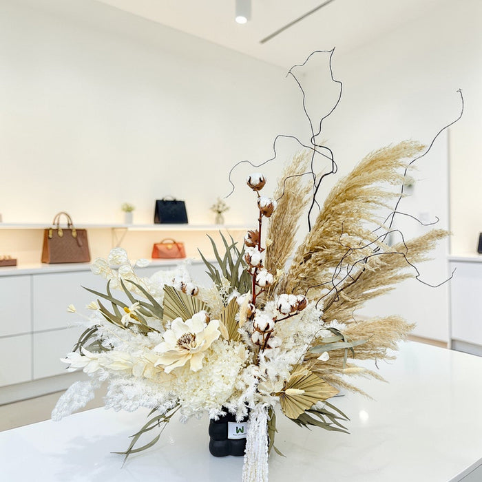 Rustic Charm - Luxury Preserved Flower Arrangement - Preserved Pampas - Everlasting Flower - Flower Delivery Singapore - Well Live Florist