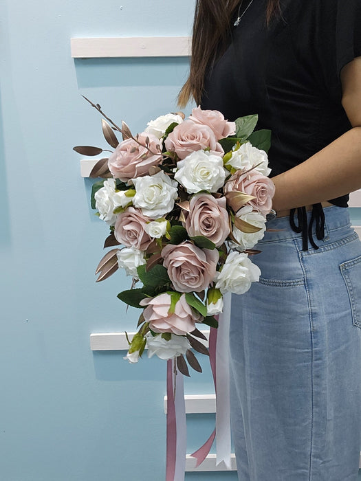 Bridal Bouquet - Cascading Faux Bridal Bouquet - Wedding Bouquet - Flower Delivery Singapore - Well Live Florist