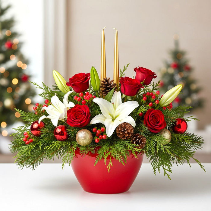 Sleigh Bells & Sparkle - Christmas Flower Arrangement - Flower Delivery Singapore - Well Live Florist
