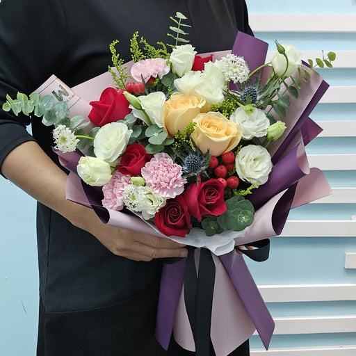 Starlight Blooms - Hand Bouquet - Flower Bouquet - Rose and Carnation - Flower Delivery Singapore - Well Live Florist