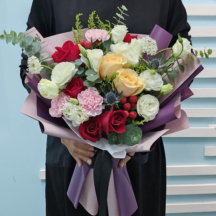 Starlight Blooms - Hand Bouquet - Flower Bouquet - Rose and Carnation - Flower Delivery Singapore - Well Live Florist