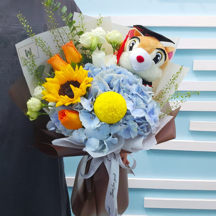 Sun-Kissed Grad - Graduation Hand Bouquet - Flower Delivery Singapore - Well Live Florist