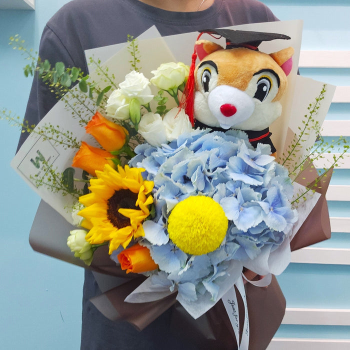 Sun-Kissed Grad - Graduation Hand Bouquet - Flower Delivery Singapore - Well Live Florist