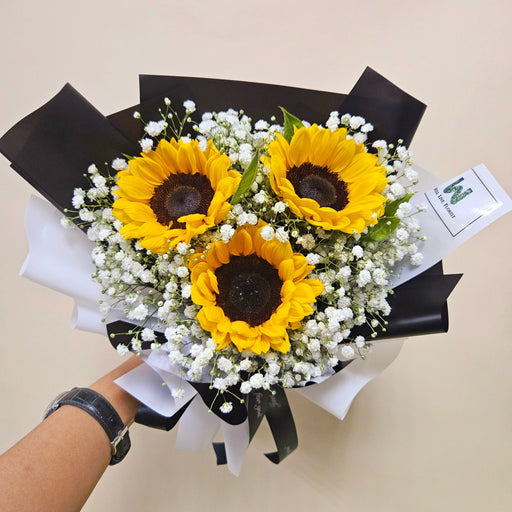 Sunflower Bliss - Hand Bouquet - Baby's Breath - Hand Bouquet - Sunflower - Well Live Florist
