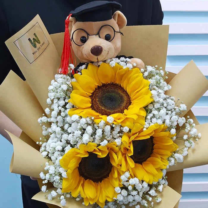 Sunshine Surprise - Graduation Hand Bouquet - Graduation Flower Bouquet - Flower Delivery Singapore - Well Live Florist