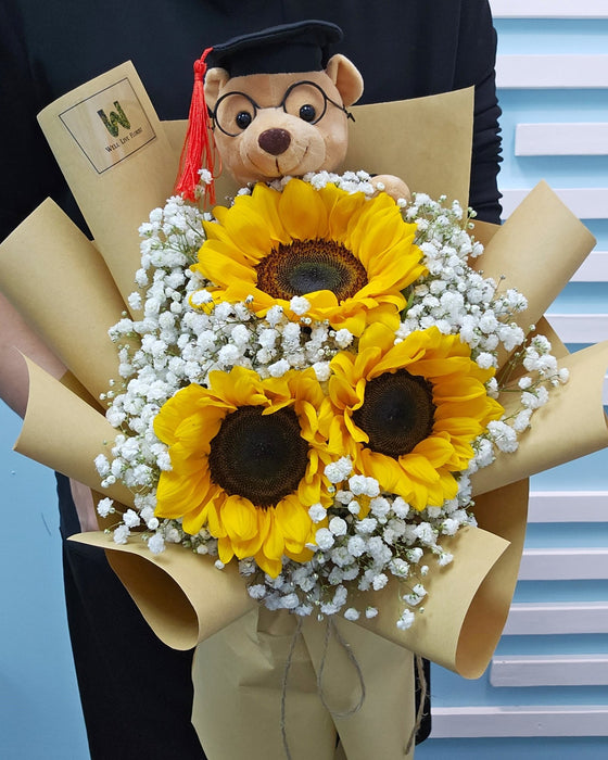 Sunshine Surprise - Graduation Hand Bouquet - Graduation Flower Bouquet - Flower Delivery Singapore - Well Live Florist