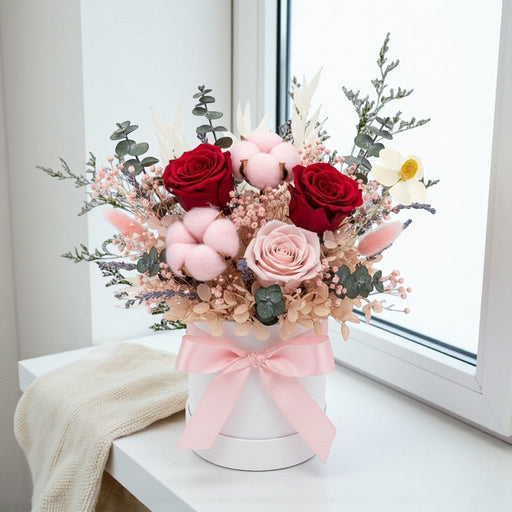 Sweet Forever - Preserved Flower Box Arrangement - Preserved Rose Bouquet - Flower Delivery Singapore - Well Live Florist
