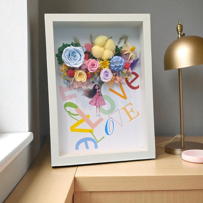 Unfading Love - Preserved Flower - Floral Artwork - Flower in Photo Frame - Flower Delivery Singapore - Well Live Florist