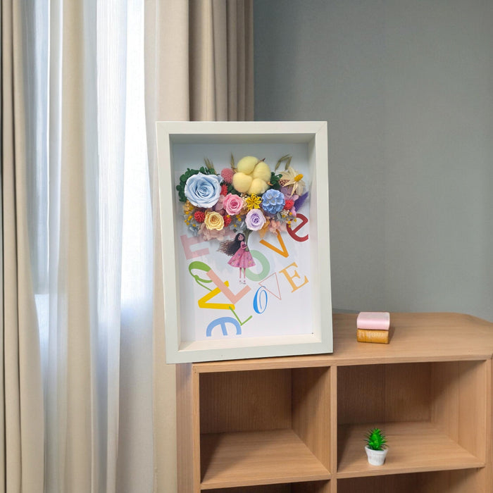 Unfading Love - Preserved Flower - Floral Artwork - Flower in Photo Frame - Flower Delivery Singapore - Well Live Florist