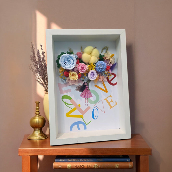 Unfading Love - Preserved Flower - Floral Artwork - Flower in Photo Frame - Flower Delivery Singapore - Well Live Florist