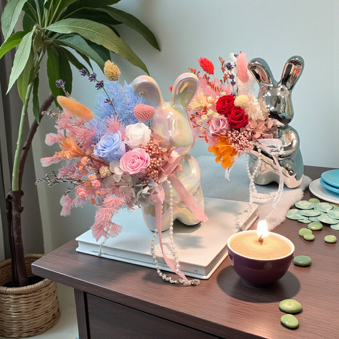 VD Blossom Bunny - Preserved Flower - Rose Bouquet - Valentines Day Flower - Flower Delivery Singapore - Well Live Florist