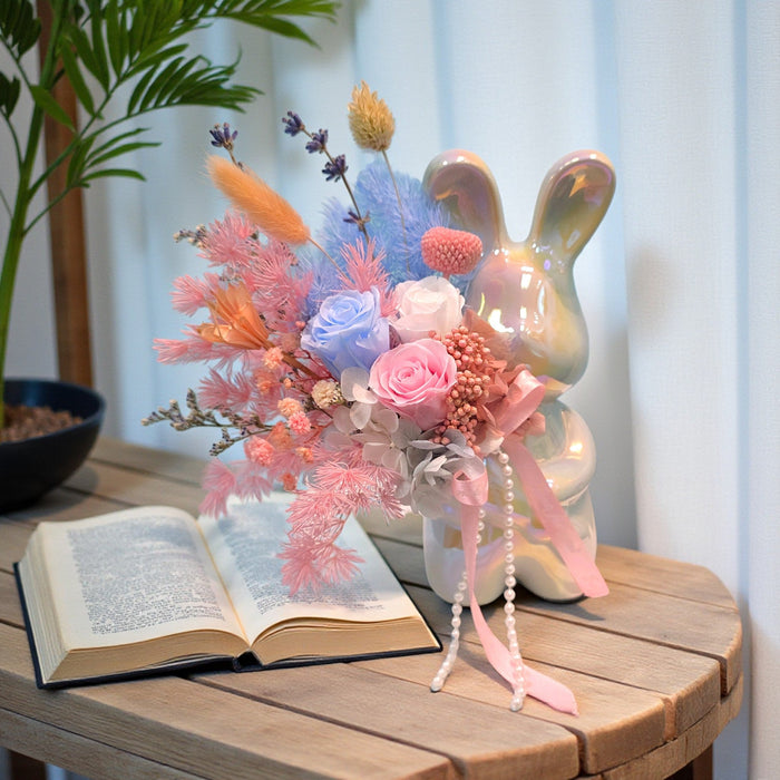 VD Blossom Bunny - Preserved Flower - Rose Bouquet - Valentines Day Flower - Flower Delivery Singapore - Well Live Florist