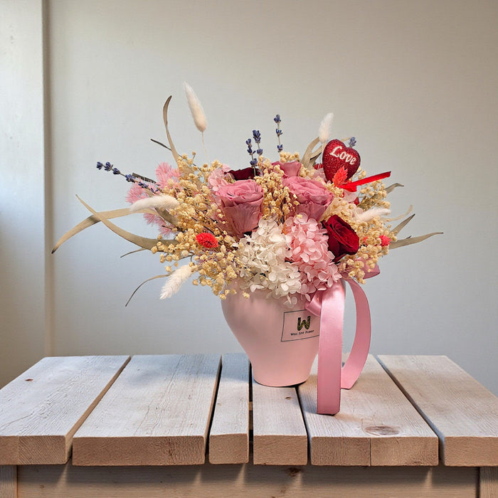VD Couture Romance - Preserved Flower Vase Arrangement - Valentines Day Flower - Flower Delivery Singapore - Well Live Florist