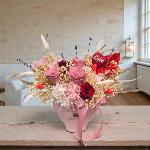 VD Couture Romance - Preserved Flower Vase Arrangement - Valentines Day Flower - Flower Delivery Singapore - Well Live Florist