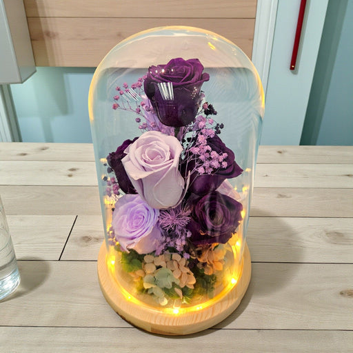Eternal Lilac - Preserved Rose - Flower In Dome - Flower Delivery Singapore - Well Live Florist