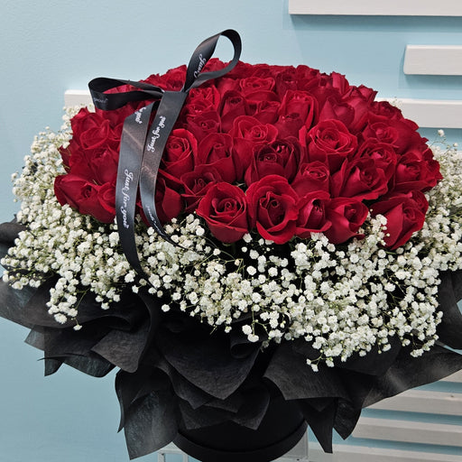 VD Love Boxed Up - 99 Rose In Box Arrangement - Valentines Day Flower - Free Same Day Delivery - Florist Singapore - Well Live Florist