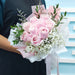 VD Pink Panache - Valentines Day - Fresh Roses Bouquet - baby's Breath - Free same Day Delivery - Well Live Florist