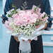 VD Pink Panache - Valentines Day - Fresh Roses Bouquet - baby's Breath - Free same Day Delivery - Well Live Florist