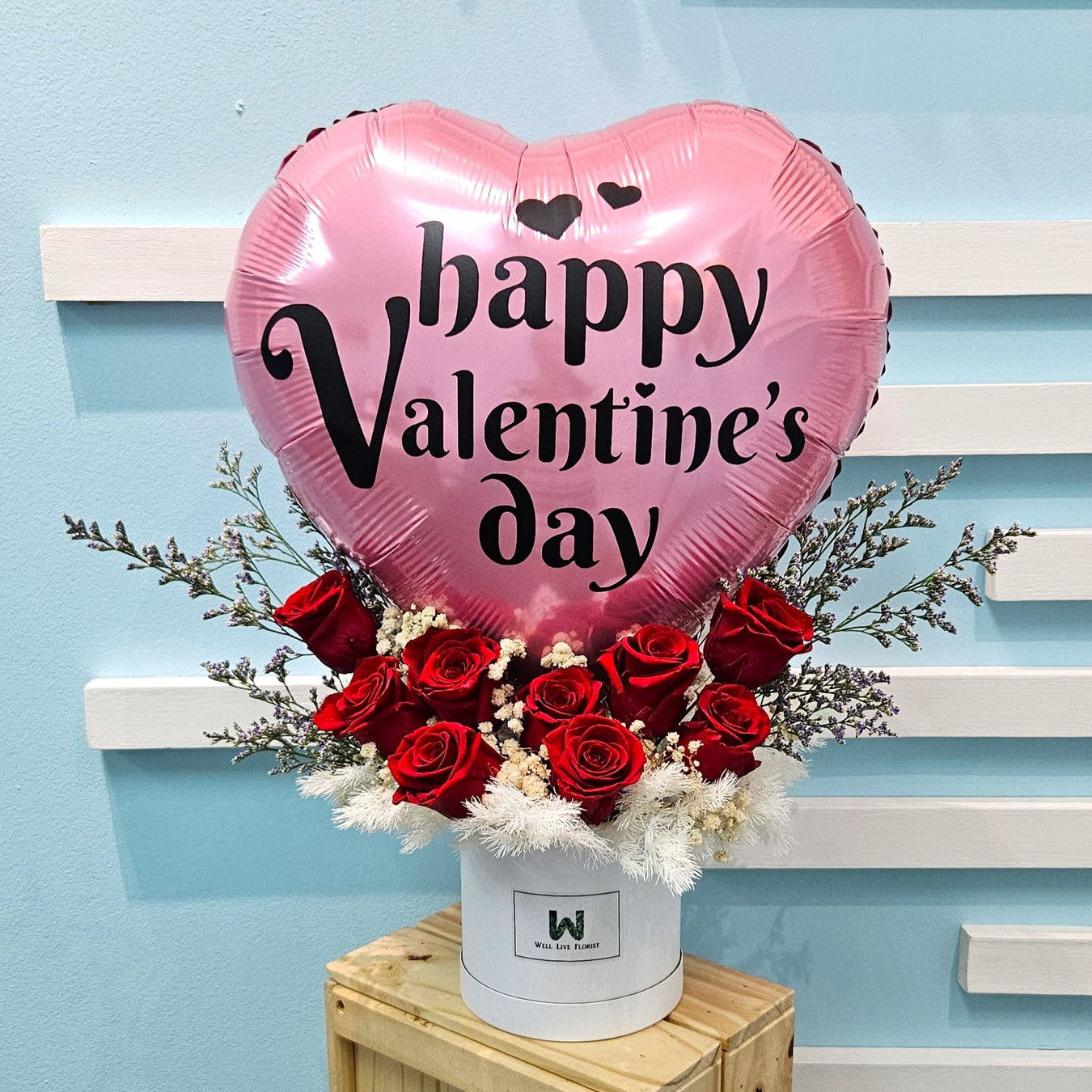 VD Romantic Heart Box - Valentines Day Flower - Preserved Rose Bouquet - Flower Delivery Singapore - Well Live Florist