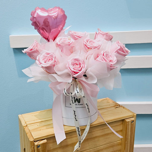 VD Romantic Retreat - Valentines Day Flower - Preserved Flower Box - Preserved Pink Rose - Free Same Day Delivery - Well Live Florist