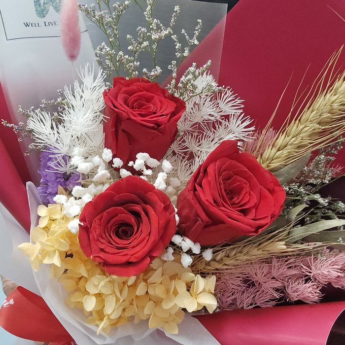 VD Rosso Amore - Preserved Rose Bouquet - Valentines Day Flower - Flower Delivery Singapore - Well Live Florist