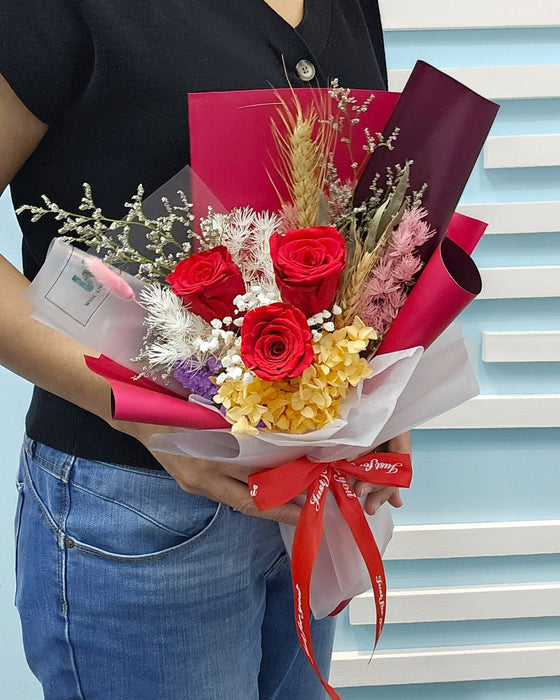 VD Rosso Amore - Preserved Rose Bouquet - Valentines Day Flower - Flower Delivery Singapore - Well Live Florist