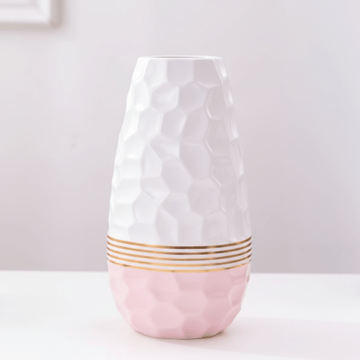 Water Cube Pink Gold Ceramic Vase - Add On Vase to Your Flower Bouquet - Well Live Florist Singapore