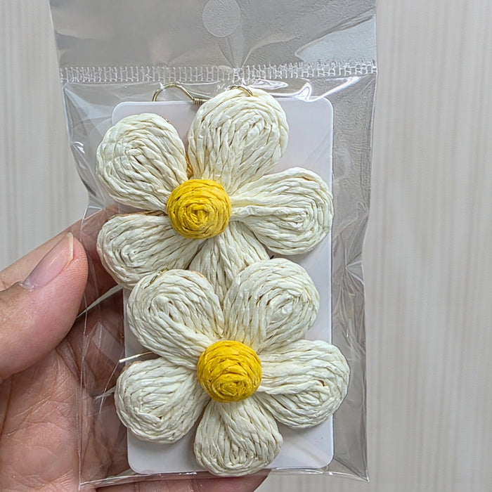 Weave White Flower Earrings - Add on to your flower bouquet - Well Live Florist Singapore