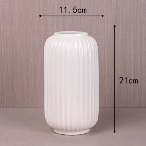 White Stripe Vase - Add On Vase to Flower Bouquet - Well Live Florist