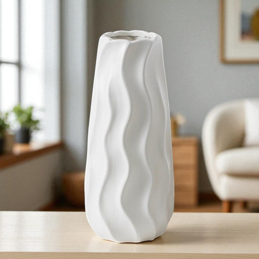 White Wave Ceramic Vase - Add On Vase To Flower Bouquet - Florist Singapore - Well Live Florist