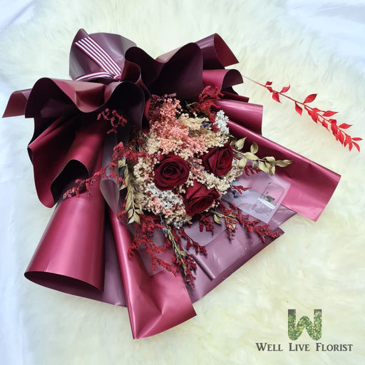 Glory - Preserved Red Rose Bouquet - Everlasting Flower Bouquet - Flower Delivery Singapore - Well Live Florist