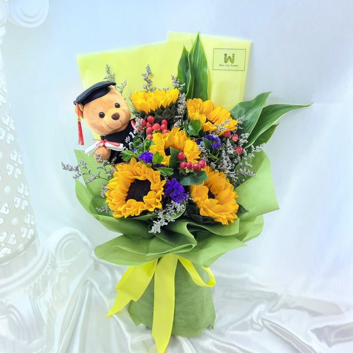 Elegant Sunflower graduation bouquet delivery islandwide Singapore