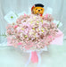 Hydrangea Horizon pink hydrangea graduation bouquet with bear