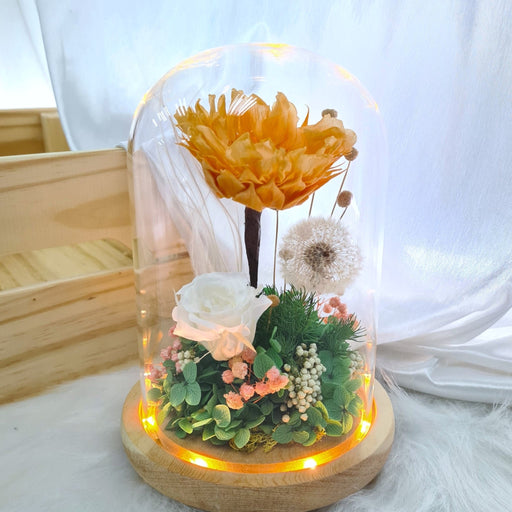 Vera - Preserved Sunflower - Flower In Dome - Preserved Roses - Preserved Hydrangea - Free Same Day Delivery - Florist Singapore - Well Live Florist