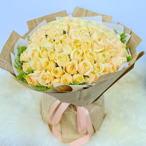 99 roses bouquet, 99 champagne rose bouquet, flower bouquet, florist Singapore, Flower delivery Singapore, Well Live Florist