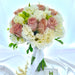 Ravishing extremely attractive bridal bouquet of elegant cappuccino roses, eustoma, Fillers flowers and foliage.