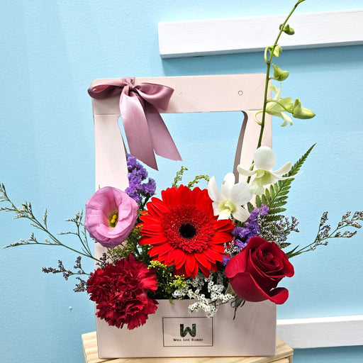 Bold Delight - Flower Box - Carnation - Eustoma - Flower Box - Well Live Florist