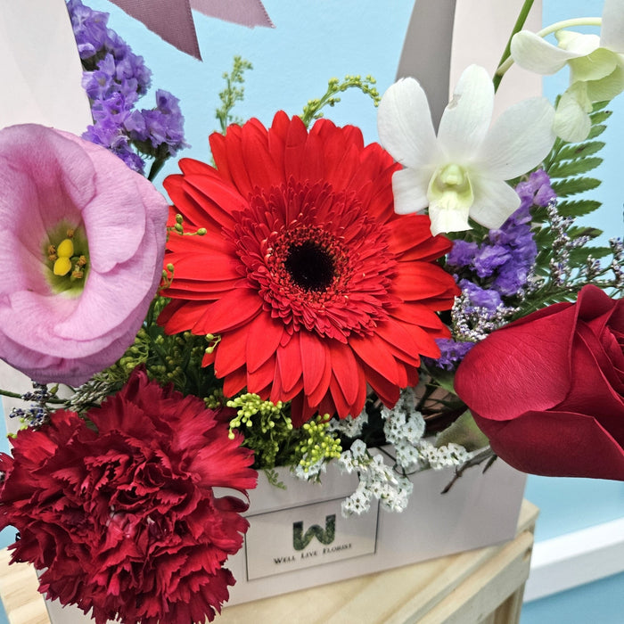 Bold Delight - Flower Box - Carnation - Eustoma - Flower Box - Well Live Florist