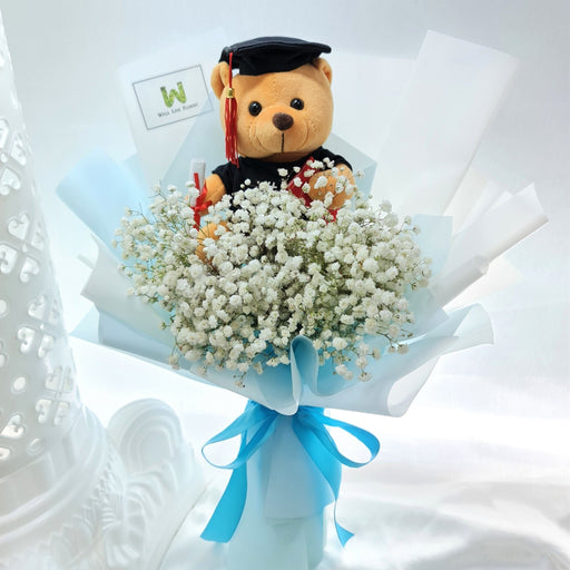 Graduation Bouquet - Baby breath and graduation bear