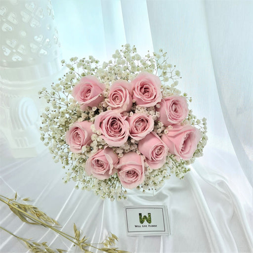 Brigitte - wedding - Baby's Breath - Bridal Bouquet - Roses - Well Live Florist