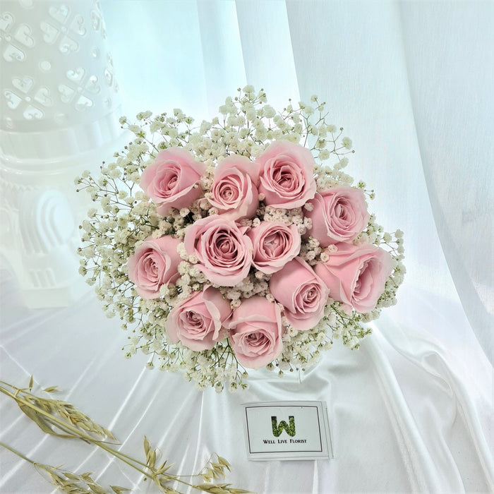 Brigitte - wedding - Baby's Breath - Bridal Bouquet - Roses - Well Live Florist